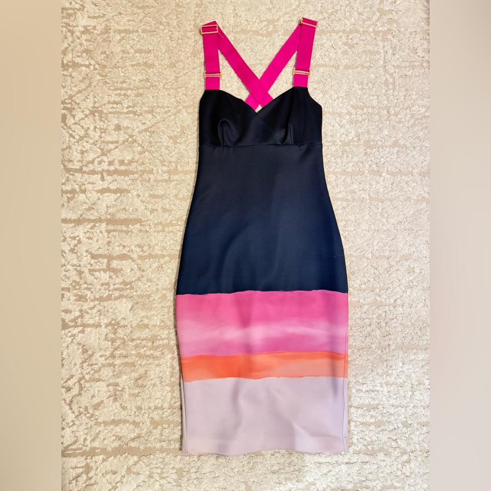 Ted Baker Dark Blue and Bright Pink Dress